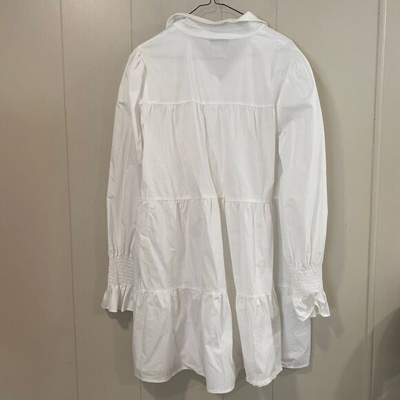 WAYF White Tiered Mini Dress XL | Long Sleeve Babydoll Dress Women’s Flowy Tunic - Picture 2 of 10